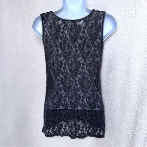 Pristine rare American Age black-wash & LACE BACK tank top